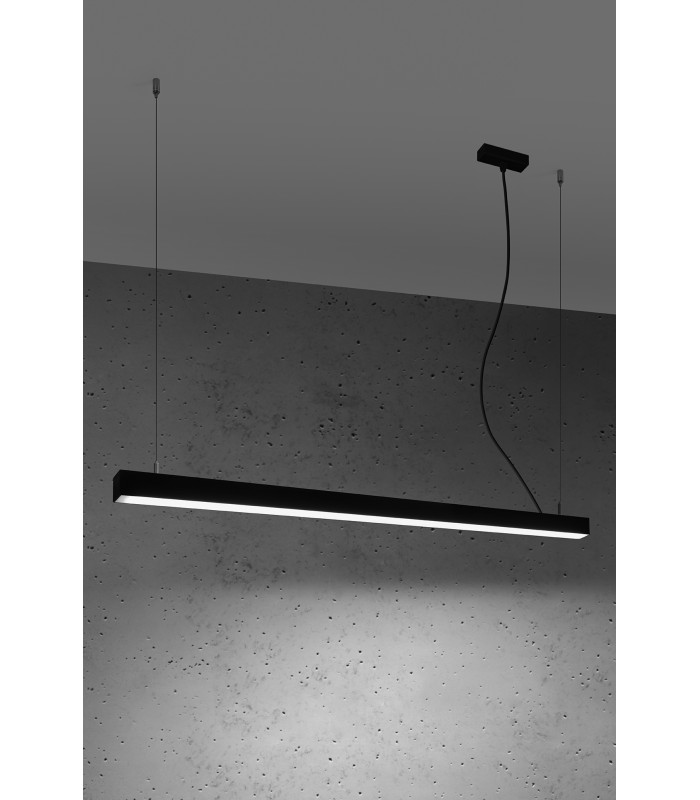 Integrated LED  115cm Linear Straight Bar Pendant Light Black 4000K-2