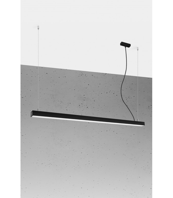 Integrated LED  145cm Linear Straight Bar Pendant Light Black 3000K-1