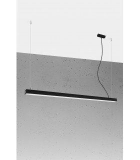 Integrated LED  145cm Linear Straight Bar Pendant Light Black 4000K-1