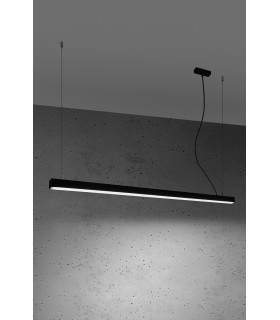 Integrated LED  145cm Linear Straight Bar Pendant Light Black 4000K-2