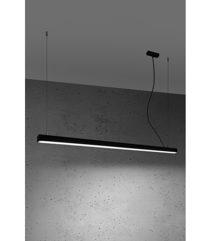 Integrated LED  145cm Linear Straight Bar Pendant Light Black 4000K-2
