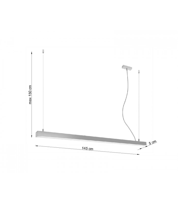 Integrated LED  80cm Straight Bar Pendant Light Grey 4000K