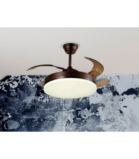 6 Speed Ceiling Fan Brown with LED Light Retractable Blades with Remote Control Timer & Reversible Functions-1