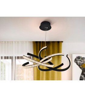 Modern Designer LED Pendant Light Ring Design Matt Black 2150lm 3000K-1
