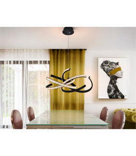 Modern Designer LED Pendant Light Ring Design Matt Black 2150lm 3000K-2