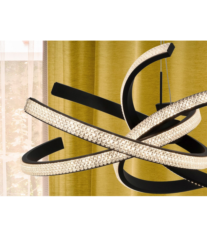 Modern Designer LED Pendant Light Ring Design Matt Black 2150lm 3000K-3