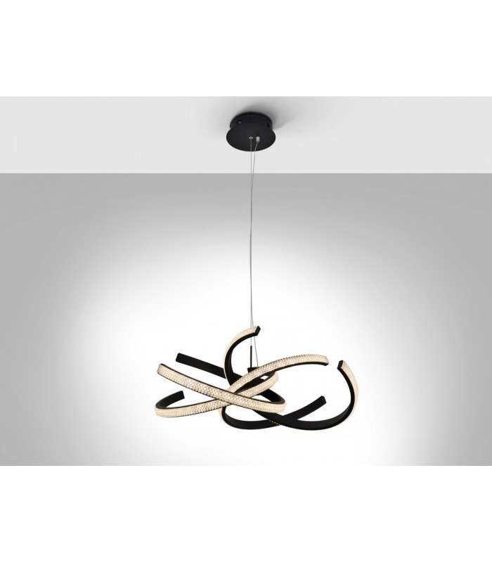 Modern Designer LED Pendant Light Ring Design Matt Black 2150lm 3000K-4