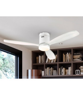 6 Speed Ultra Quiet Ceiling Fan Matt White with LED Light Remote Control Timer & Reversible Functions-1