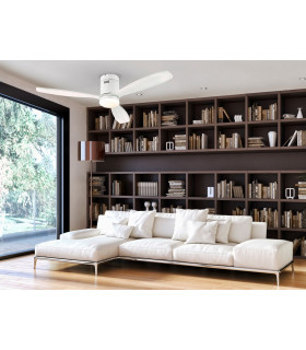 6 Speed Ultra Quiet Ceiling Fan Matt White with LED Light Remote Control Timer & Reversible Functions-2