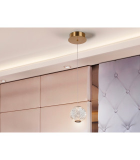 Modern Spherical Carved Crystal LED Pendant Ceiling Light 272lm 3200K-1