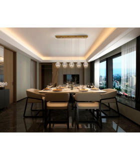 Modern Bar 5 Light LED Hanging Pendant Light Spherical Carved Crystal Globes 1264lm 3200K-2