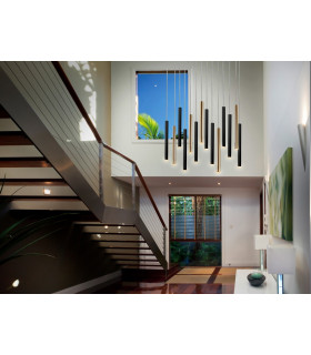 Ultra Slim Dimmable 14 Light Suspension Hanging Light Gold & Matt Black Maximum Height 3 meters with Remote Control-2