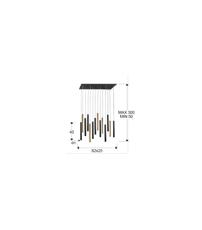 Ultra Slim Dimmable 14 Light Suspension Hanging Light Gold & Matt Black Maximum Height 3 meters with Remote Control-4