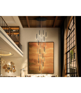 Cluster Drop Ultra Slim 14 Light Suspension 5 Meter Max Hanging Light Gold & Matt Black Finish