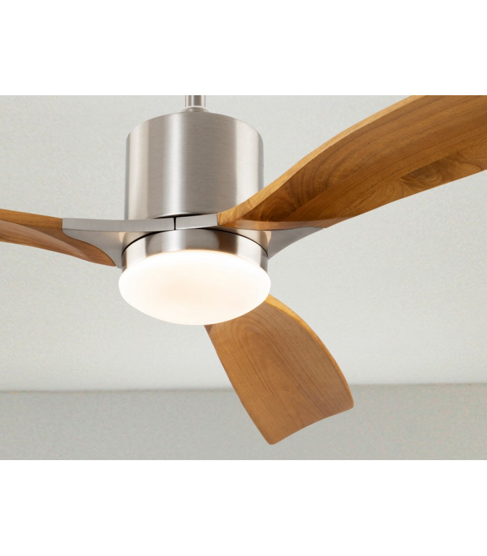 6 Speed Ultra Quiet Satin Nickel Ceiling Fan Wood Blades with LED Light Remote Control Timer & Reversible Functions-3