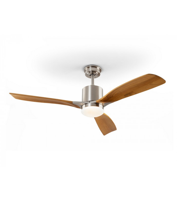 6 Speed Ultra Quiet Satin Nickel Ceiling Fan Wood Blades with LED Light, Remote Control, Timer & Reversible Functions