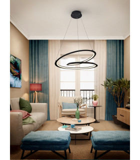 Modern Designer LED Ring Swirl Pendant Light Matt Black 1800lm 3000K-2