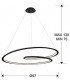 Modern Designer LED Ring Swirl Pendant Light Matt Black 2700lm 3000K-4