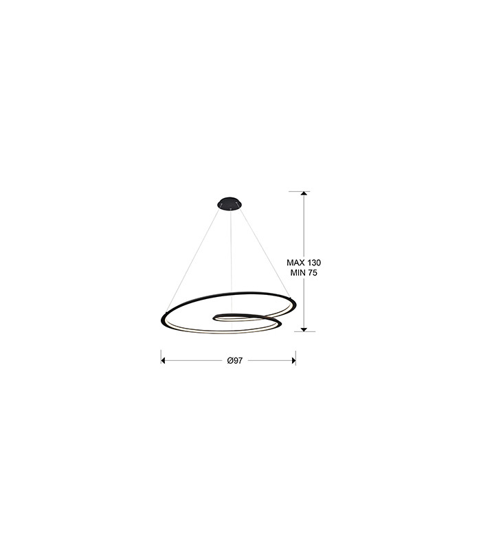 Modern Designer LED Ring Swirl Pendant Light Matt Black 2700lm 3000K-4