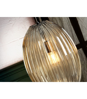 Pendant Light with Large Grey Shade in Cognac Tonality-2