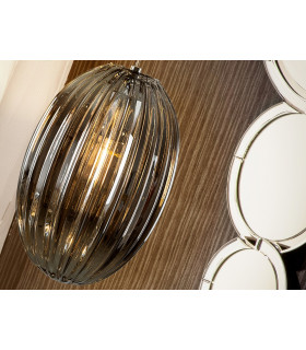 Pendant Light with Small Grey Shade in Shimmered Smoke Grey Tonality-2