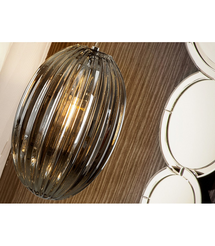 Pendant Light with Small Grey Shade in Shimmered Smoke Grey Tonality-2