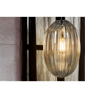 Pendant Light with Small Grey Shade in Cognac Tonality-2