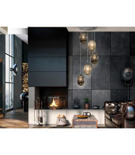 Modern Cluster Drop 5 Light LED Pendant Light Oval Brandy & Smoke Grey Shades-2