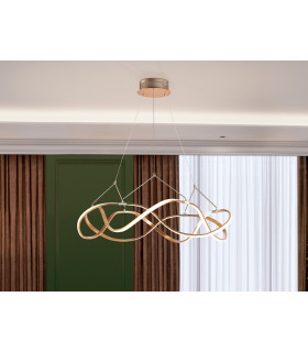Modern Dimmable LED Infinity Swirl Ring Designer Pendant Light Chrome with Remote Control-1