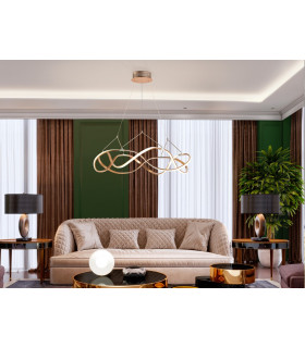 Modern Dimmable LED Infinity Swirl Ring Designer Pendant Light Chrome with Remote Control-2
