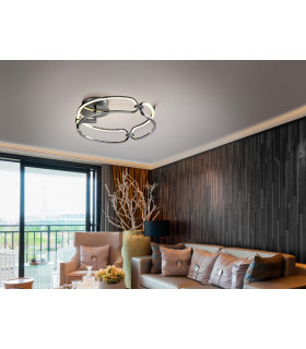 Modern Stylish Dimmable LED Designer Flush Light Chrome with Remote Control-2