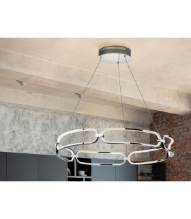 Large Modern Stylish Dimmable LED Designer Pendant Light Chrome with Remote Control-1