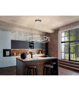 Large Modern Stylish Dimmable LED Designer Pendant Light Chrome with Remote Control-2