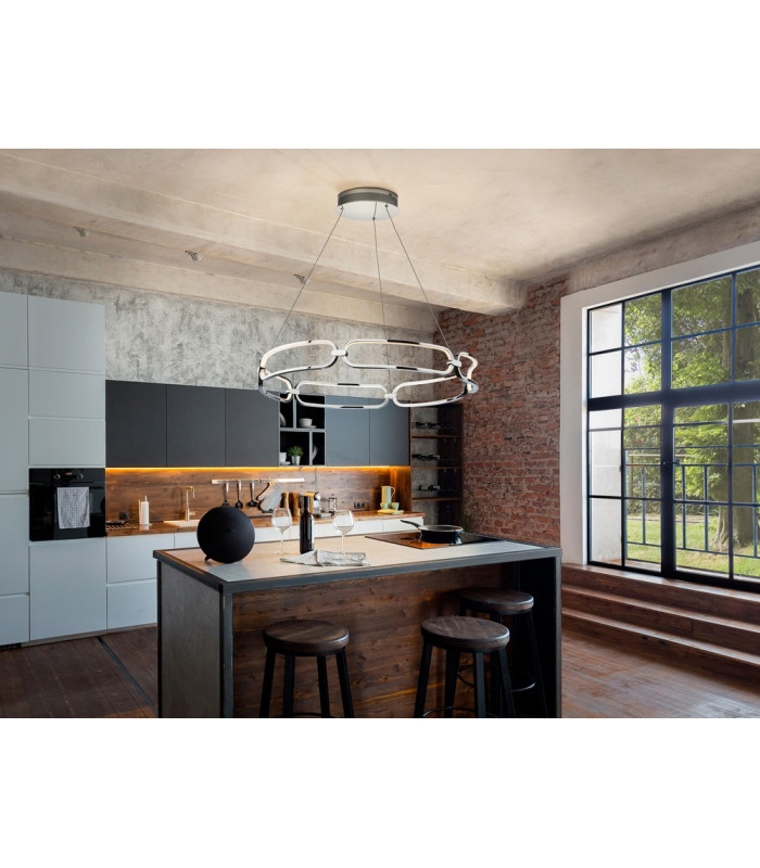Large Modern Stylish Dimmable LED Designer Pendant Light Chrome with Remote Control-2