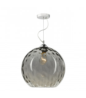 Ceiling Pendant Silver Smoked Dome Glass Dimple Effect Shade-1