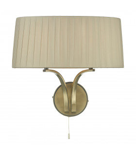 Wall Light 2 Light Antique Brass With Taupe Shade-1