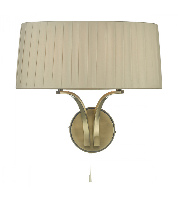 Wall Light 2 Light Antique Brass With Taupe Shade-1