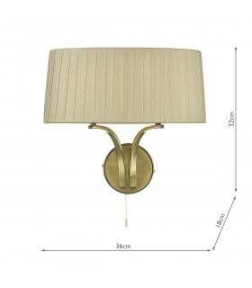Wall Light 2 Light Antique Brass With Taupe Shade-2