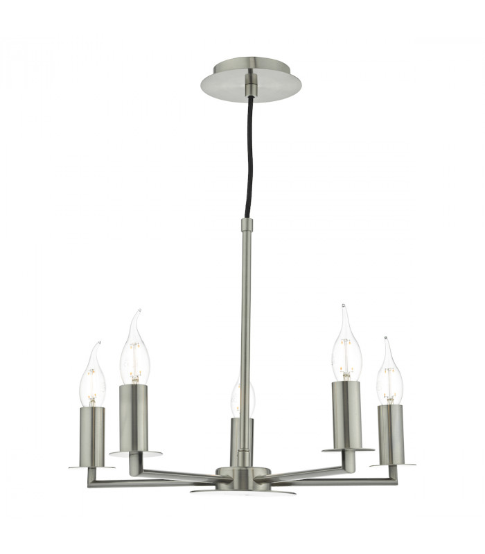 Pendant Multi Arm 5 Light Candle Satin Nickel-1