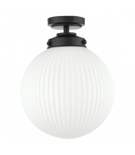 Globe Flush Light Matt Black Opal Glass IP44-2