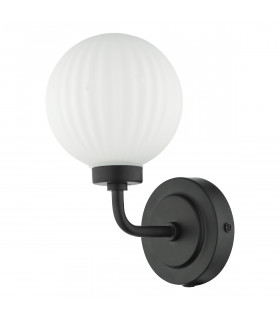 Single Arm Globe Wall Matt Black Opal Glass IP44-2