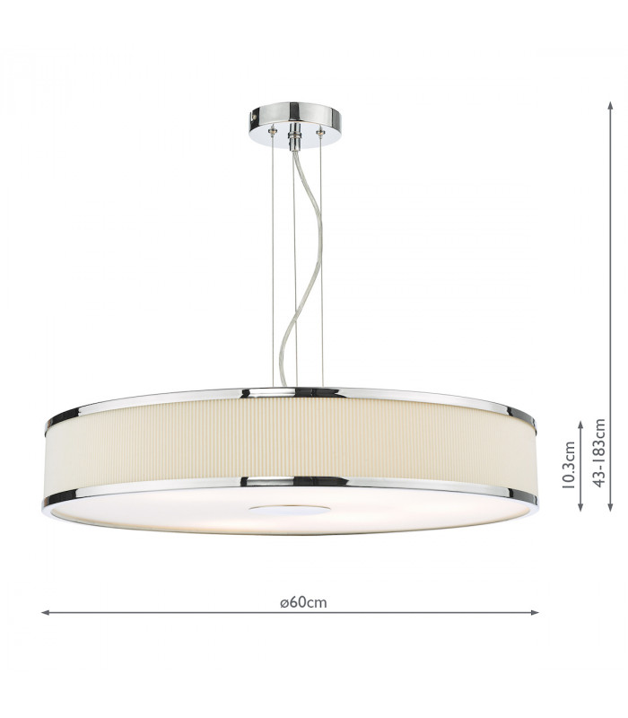 6 Light Cylindrical Pendant Polished Chrome Ivory-4