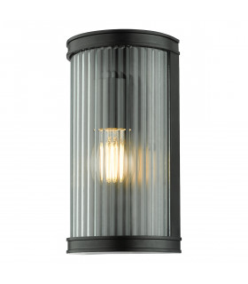 Outdoor Wall Lamp Matt Black Ribbed Glass IP44-1