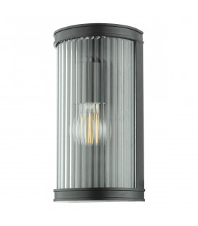 Outdoor Wall Lamp Matt Black Ribbed Glass IP44-2