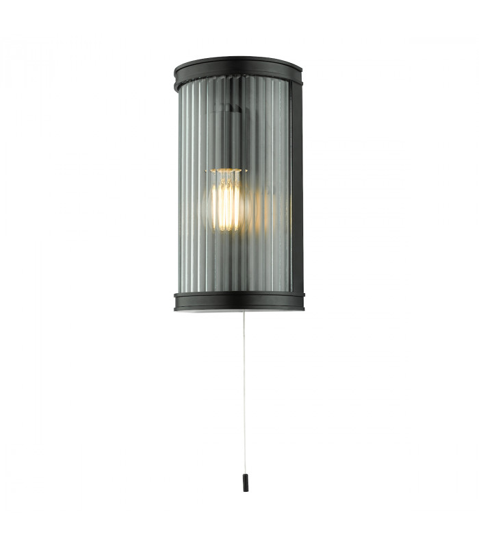 Outdoor Wall Lamp Matt Black Ribbed Glass IP44-4Outdoor Wall Lamp Matt Black Ribbed Glass IP44-5