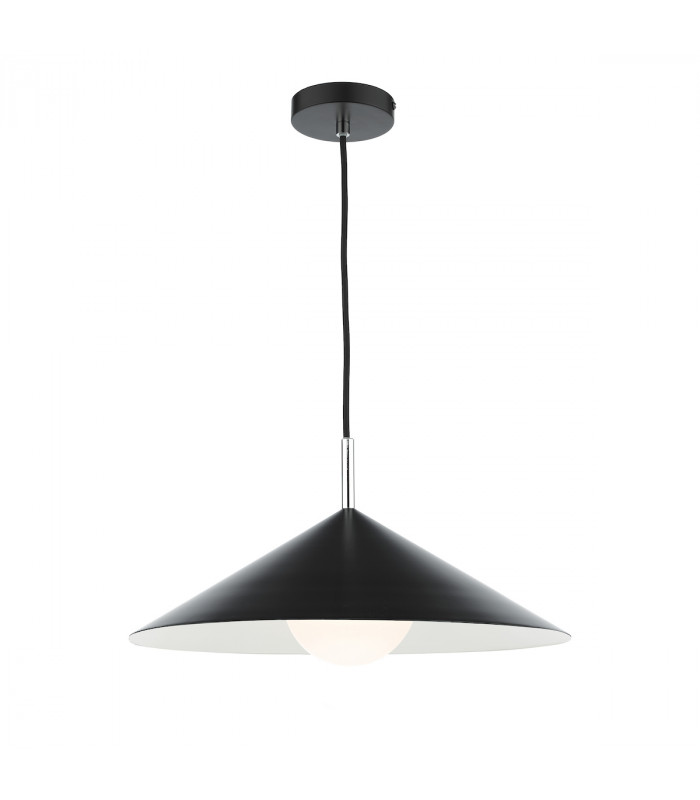 Dome Single Pendant Matt Black Polished Chrome-1