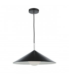 Dome Single Pendant Matt Black Polished Chrome-2