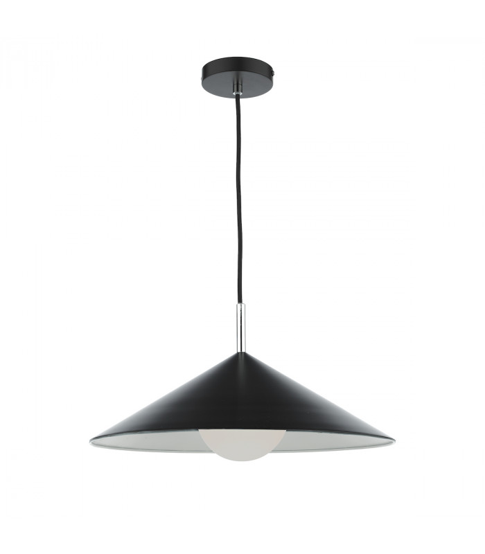 Dome Single Pendant Matt Black Polished Chrome-2