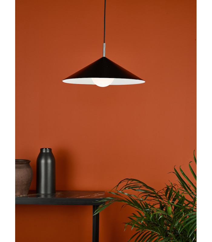 Dome Single Pendant Matt Black Polished Chrome-4