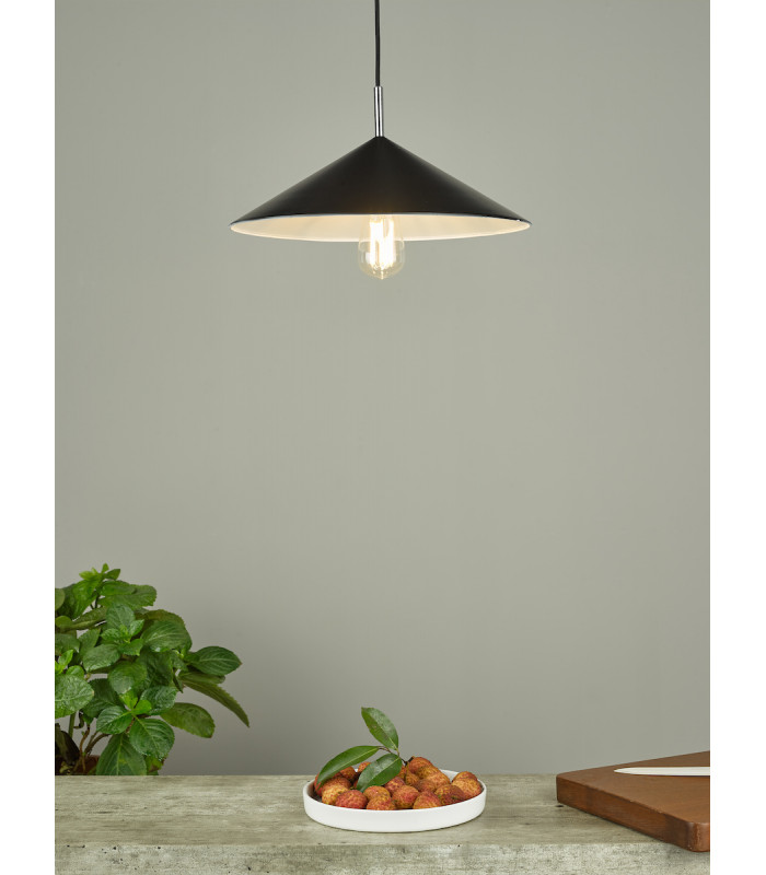 Dome Single Pendant Matt Black Polished Chrome-5